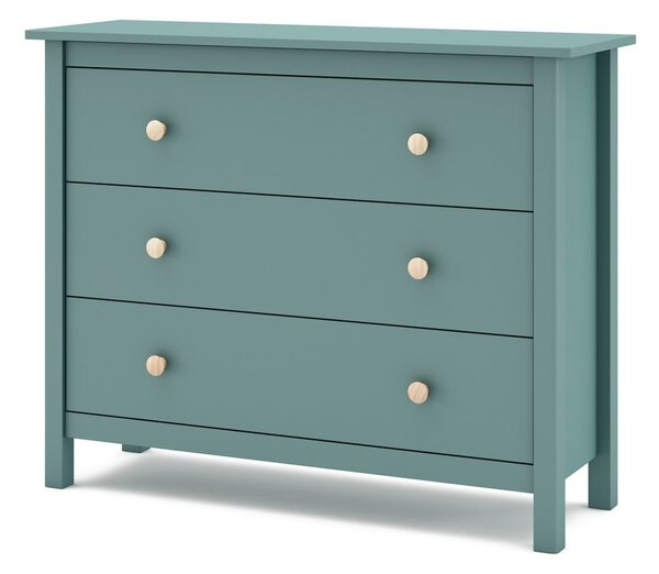 Cassettiera bassa per bambini in legno di pino color petrolio 100x80 cm Max - Marckeric