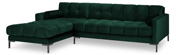 Divano angolare in velluto verde scuro, angolo sinistro Bali - Cosmopolitan Design