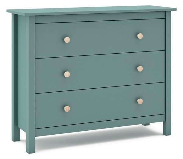 Cassettiera bassa per bambini in legno di pino color petrolio 100x80 cm Max - Marckeric