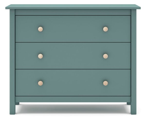 Cassettiera bassa per bambini in legno di pino color petrolio 100x80 cm Max - Marckeric