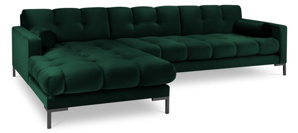 Divano angolare in velluto verde scuro, angolo sinistro Bali - Cosmopolitan Design