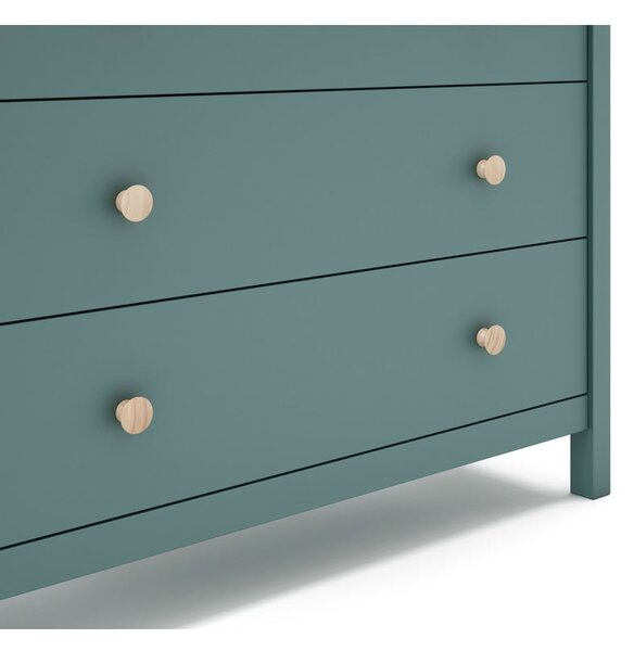 Cassettiera bassa per bambini in legno di pino color petrolio 100x80 cm Max - Marckeric