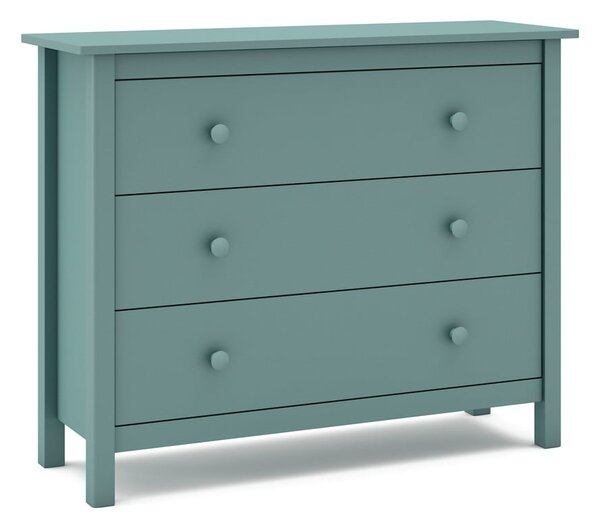 Cassettiera bassa per bambini in legno di pino color petrolio 100x80 cm Max - Marckeric