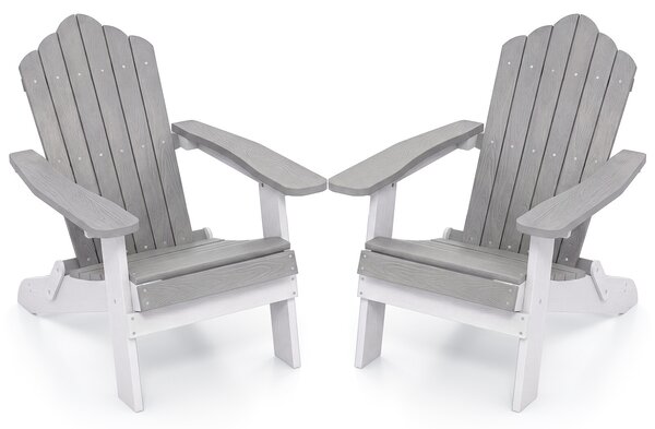 Costway 2*Sedia adirondack pieghevole in acciaio inossidabile per giardino, Sedia da patio in hips con braccioli larghi Grigio