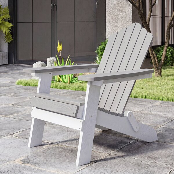 Costway 2*Sedia adirondack pieghevole in acciaio inossidabile per giardino, Sedia da patio in hips con braccioli larghi Grigio