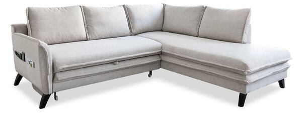 Divano letto angolare beige chiaro L, angolo destro Charming Charlie - Miuform