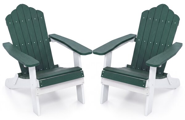 Costway 2*Sedia adirondack pieghevole in acciaio inossidabile per giardino, Sedia da patio in hips con braccioli larghi Verde
