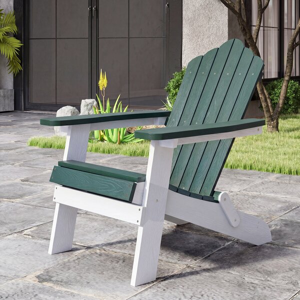 Costway 2*Sedia adirondack pieghevole in acciaio inossidabile per giardino, Sedia da patio in hips con braccioli larghi Verde