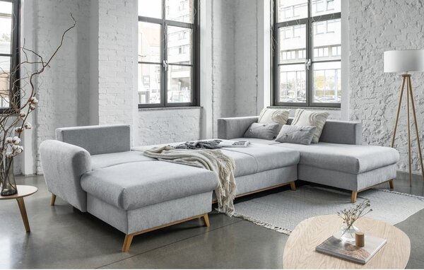 Divano letto a U grigio chiaro, angolo destro Scandic Lagom - Miuform