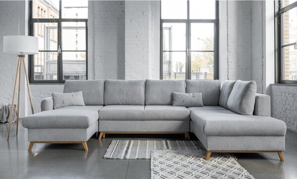 Divano letto a U grigio chiaro, angolo destro Scandic Lagom - Miuform