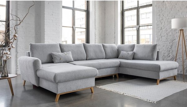 Divano letto a U grigio chiaro, angolo destro Scandic Lagom - Miuform
