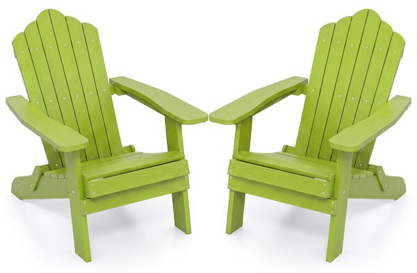 Costway 2*Sedia adirondack pieghevole in acciaio inossidabile per giardino, Sedia da patio in hips con braccioli larghi Verde chiaro