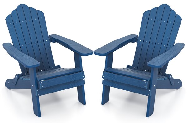 Costway 2*Sedia adirondack pieghevole in acciaio inossidabile per giardino, Sedia da patio in hips con braccioli larghi Blu scuro