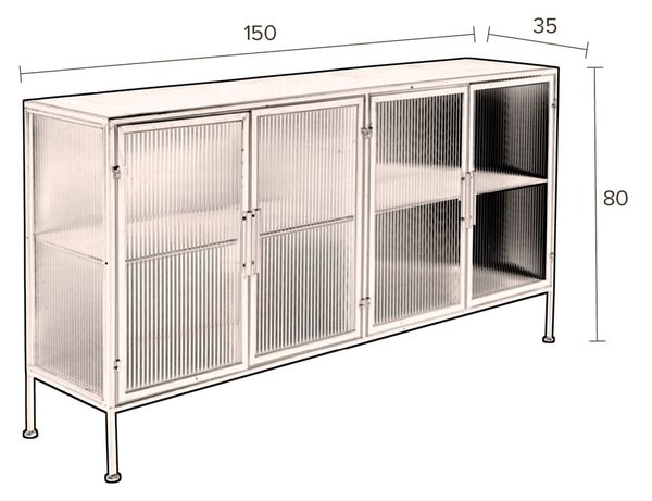 Vetrina in metallo nero 150x80 cm Boli - Dutchbone