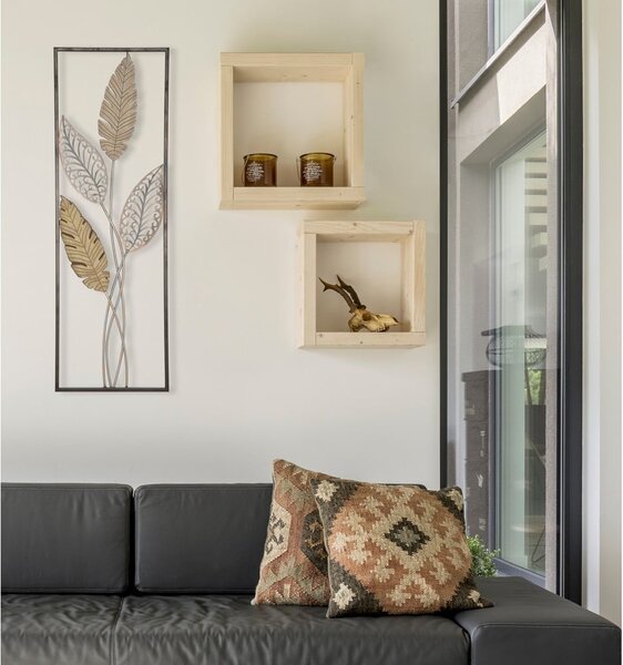 Decorazione murale in oro , 30,5 x 91 cm Foglie - Mauro Ferretti
