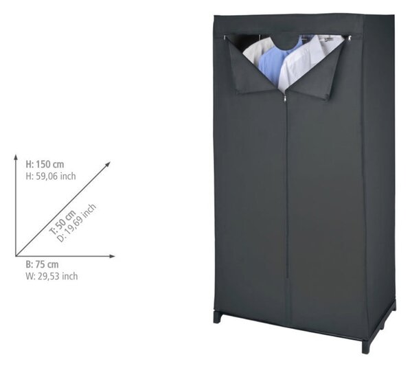 Armadio in tessuto nero 75x150 cm Deep - Wenko