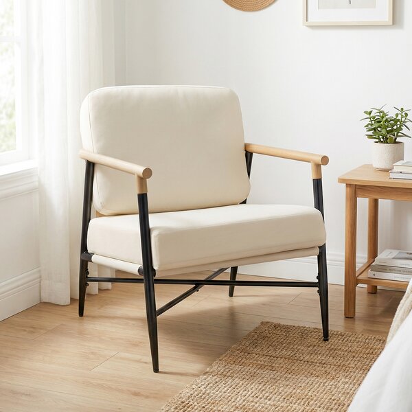 Costway Sedia moderna da salotto poltrona con cuscini rimovibili, Comoda poltrona per soggiorno camera da letto ufficio domestico Beige