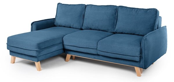 Divano letto variabile in velluto a coste blu divano angolare Tori - Bonami Selection