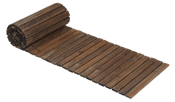 Costway Sentiero da giardino in legno superficie antiscivolo collegamento con fili metallici, Passerella decorativa da esterno Marrone