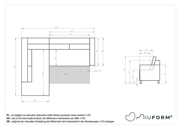 Divano letto angolare in velluto turchese L, angolo sinistro Stylish Stan - Miuform