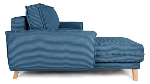 Divano letto variabile in velluto a coste blu divano angolare Tori - Bonami Selection