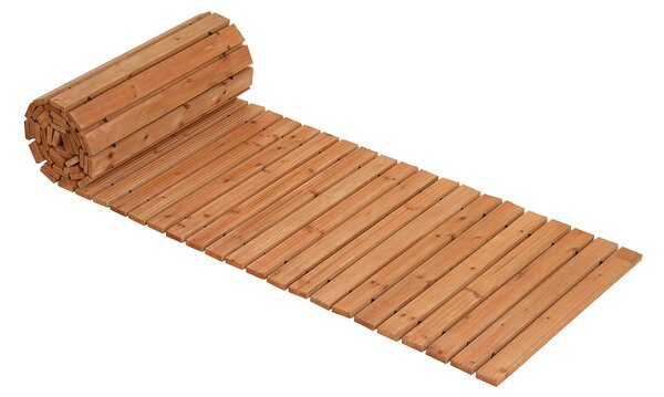 Costway Sentiero da giardino in legno superficie antiscivolo collegamento con fili metallici, Passerella decorativa da esterno Naturale