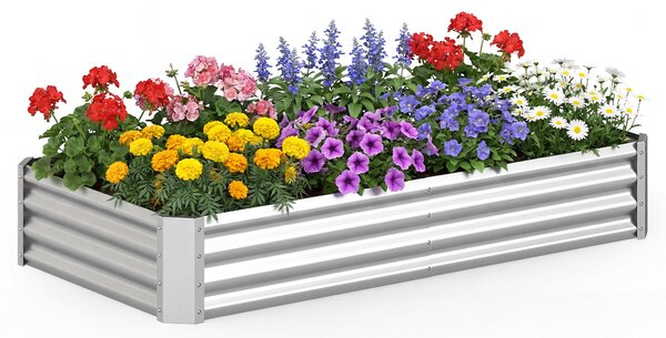 Costway Orto rialzato da esterno in metallo zincato fioriera senza base, Letto da giardino per piante fiori verdure 179,5 x 92 x 29,5 cm
