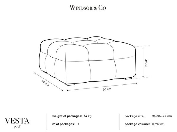 Pouf in velluto giallo Vesta - Windsor & Co Sofas