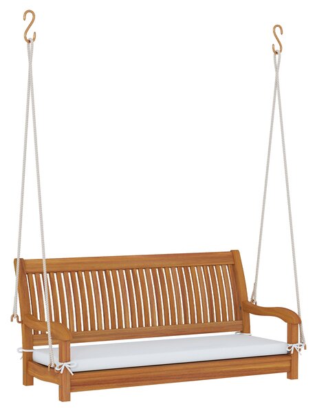 Costway Altalena da giardino per 2 persone con schienale ergonomico e morbido cuscino, Panca sospesa in legno di acacia portata 360 kg