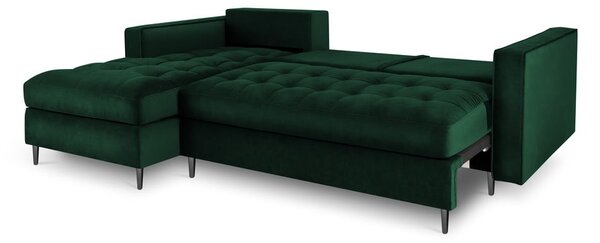 Divano letto angolare in velluto verde, angolo sinistro Santo - Milo Casa