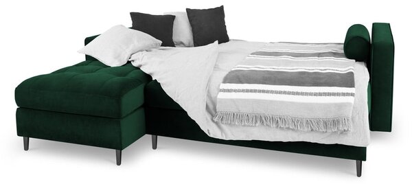 Divano letto angolare in velluto verde, angolo sinistro Santo - Milo Casa