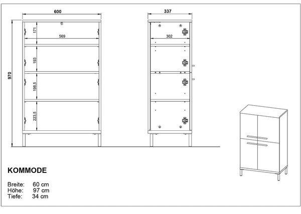 Mobile bagno alto grigio scuro in rovere 60x34 cm Yonkers - Germania