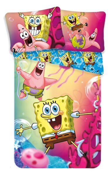 Biancheria da letto per bambini in cotone per letto singolo 140x200 cm Sponge Bob - Jerry Fabrics