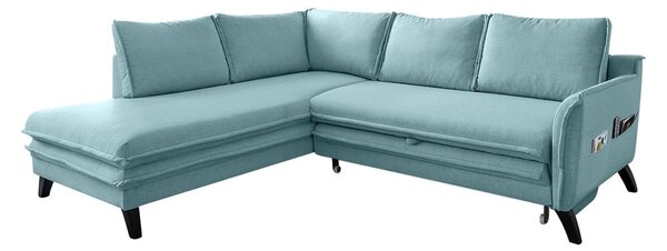 Divano letto angolare azzurro L, angolo sinistro Charming Charlie - Miuform