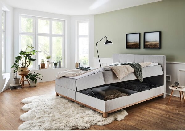 Letto boxspring grigio chiaro con contenitore 160x200 cm Catania - Meise Möbel