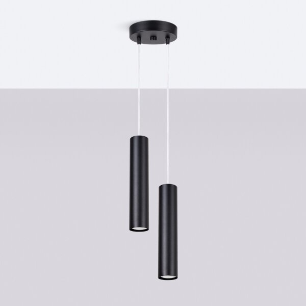 Sollux SL.1869 - Sospensione a cavo LAGOS 2xGU10/10W/230V nero