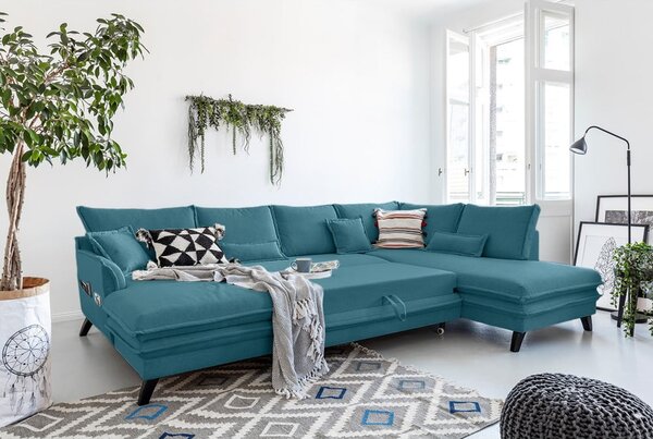Divano letto a U turchese, angolo destro Charming Charlie - Miuform