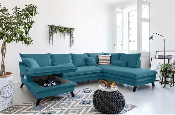 Divano letto a U turchese, angolo destro Charming Charlie - Miuform