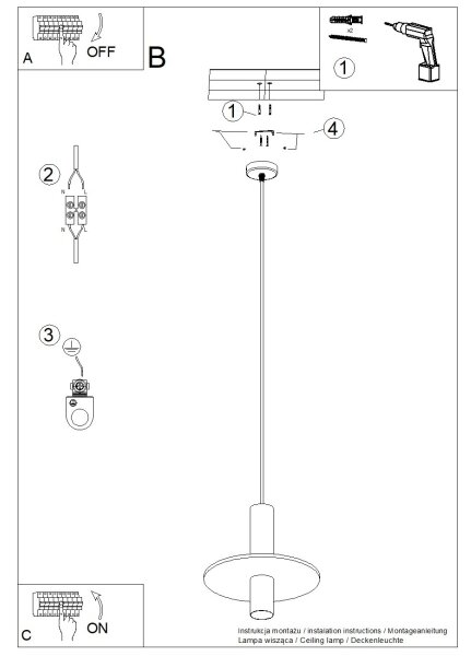 Sollux SL.1884 - Lampada a sospensione a cavo PELTA 1xGU10/10W/230V nero/blu