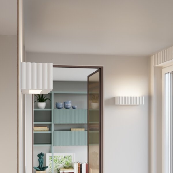 Sollux SL.1885 - Applique RIGATA 1xE27/15W/230V ceramica/bianca