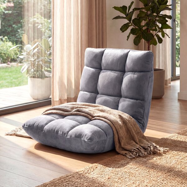 Costway Sedia imbottita da pavimento regolabile in 14 posizioni, Poltrona da pavimento 105x56x15cm Grigio