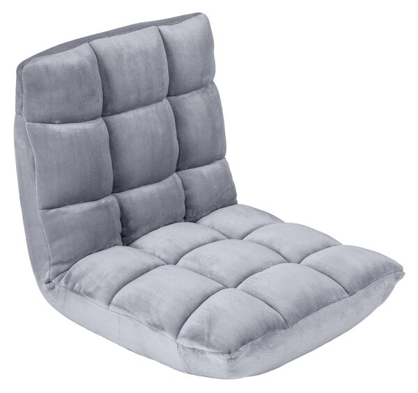 Costway Sedia imbottita da pavimento regolabile in 14 posizioni, Poltrona da pavimento 105x56x15cm Grigio