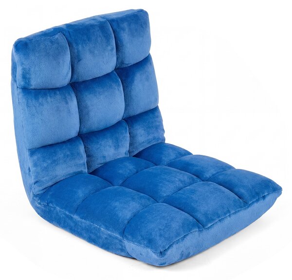 Costway Sedia imbottita da pavimento regolabile in 14 posizioni, Poltrona da pavimento 105x56x15cm Blu