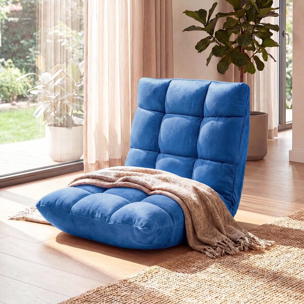 Costway Sedia imbottita da pavimento regolabile in 14 posizioni, Poltrona da pavimento 105x56x15cm Blu