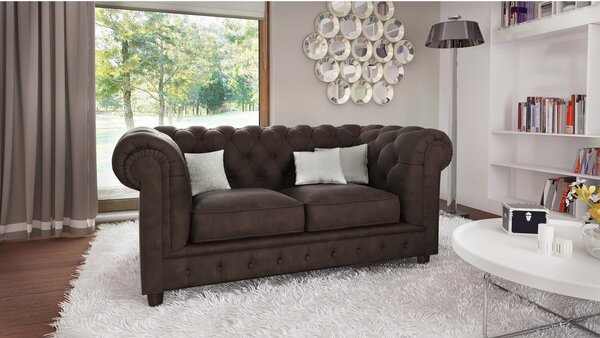 Divano in velluto marrone scuro 184 cm Cambridge - Ropez