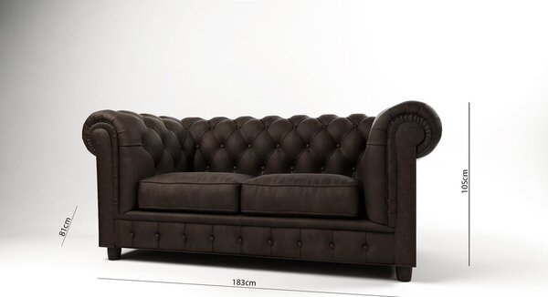 Divano in velluto marrone scuro 184 cm Cambridge - Ropez