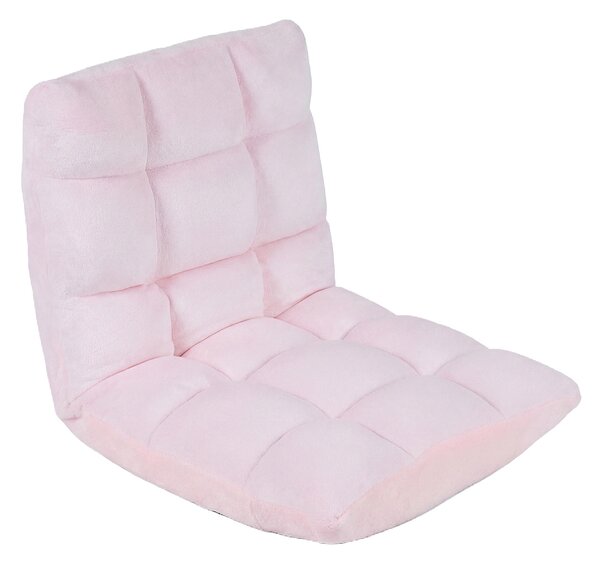Costway Sedia imbottita da pavimento regolabile in 14 posizioni, Poltrona da pavimento 105x56x15cm Rosa