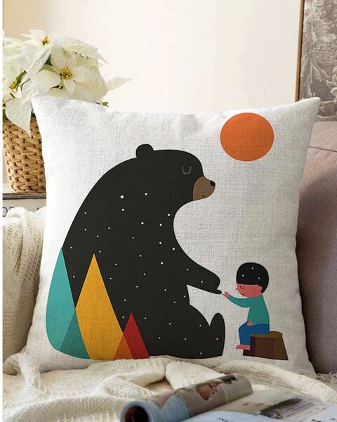 Federa con orso in misto cotone, 55 x 55 cm - Minimalist Cushion Covers
