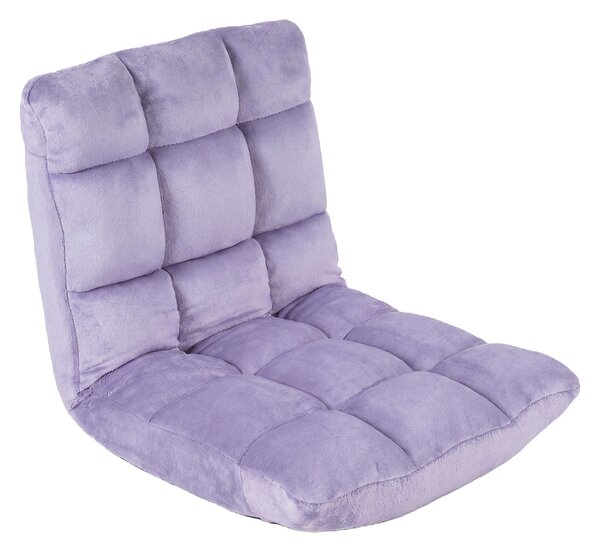 Costway Sedia imbottita da pavimento regolabile in 14 posizioni, Poltrona da pavimento 105x56x15cm Viola