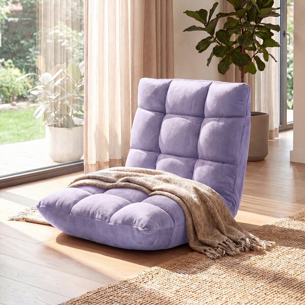 Costway Sedia imbottita da pavimento regolabile in 14 posizioni, Poltrona da pavimento 105x56x15cm Viola